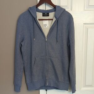 H&M Men's Heathered Blue Zip-Up Sweater
